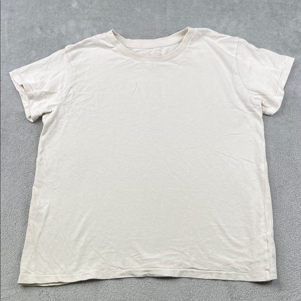 NEW Nili Lotan M 100% Cotton Classic Cream‎ Off White T-Shirt